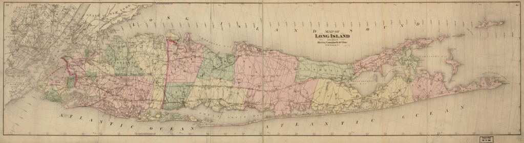 1873 Comstock Map of Long Island showing Kings, Queens, and Suffolk Counties